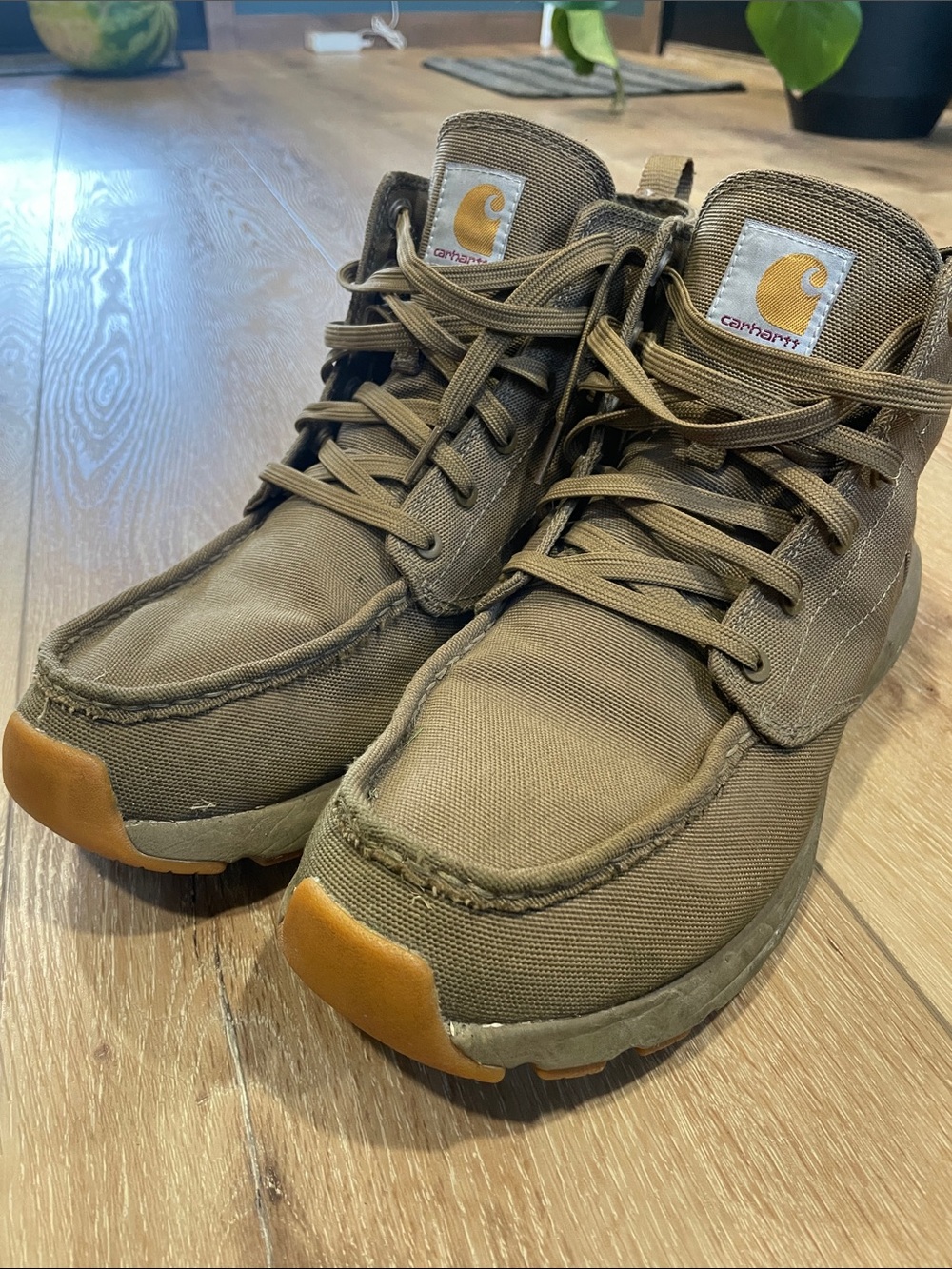 Carhartt Haslett Moc Toe Canvas Work Boots Men’s 11 Brown FS4063 Slip Resistant